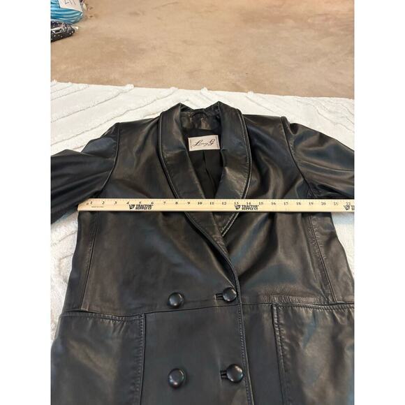Vintage Ladies Lony G Leather Double Breasted Leather Jacket 3/4 sleeve size 12 - Picture 5 of 8